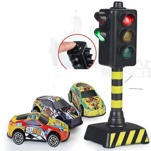 Mini Traffic Signs Road Light Block with Sound LED Children Safety Kids Educational Toys Perfect Gifts