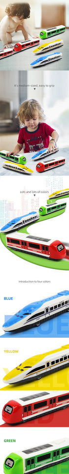 Set of 2 Mini Pull-Back Inertia Train Toys for Kids Mobile Diecast Vehicles Cartoon Racing Cars Ideal Boys' Gift