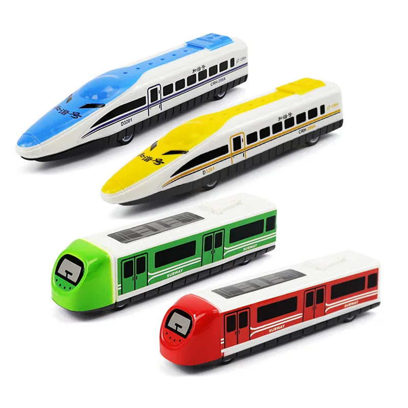 Set of 2 Mini Pull-Back Inertia Train Toys for Kids Mobile Diecast Vehicles Cartoon Racing Cars Ideal Boys' Gift