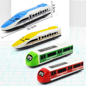 Set of 2 Mini Pull-Back Inertia Train Toys for Kids Mobile Diecast Vehicles Cartoon Racing Cars Ideal Boys' Gift