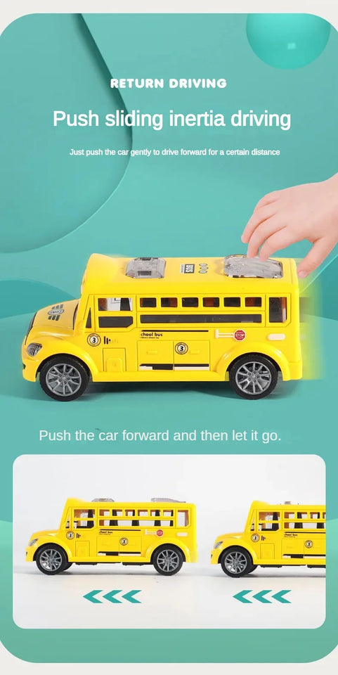 School Bus Model Car For Children Toys, Kids Educational Toy Cars, Miniature Game Vehicle Inertia Wheel, Boys Birthday Gift