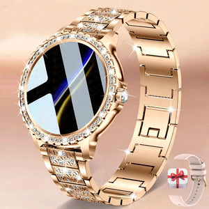 2023 New Fashion Women Bluetooth Call Smart Watch 1.32" AMOLED 360*360 HD Screen Sports Fitness Ladies Smartwatch Diamond Band