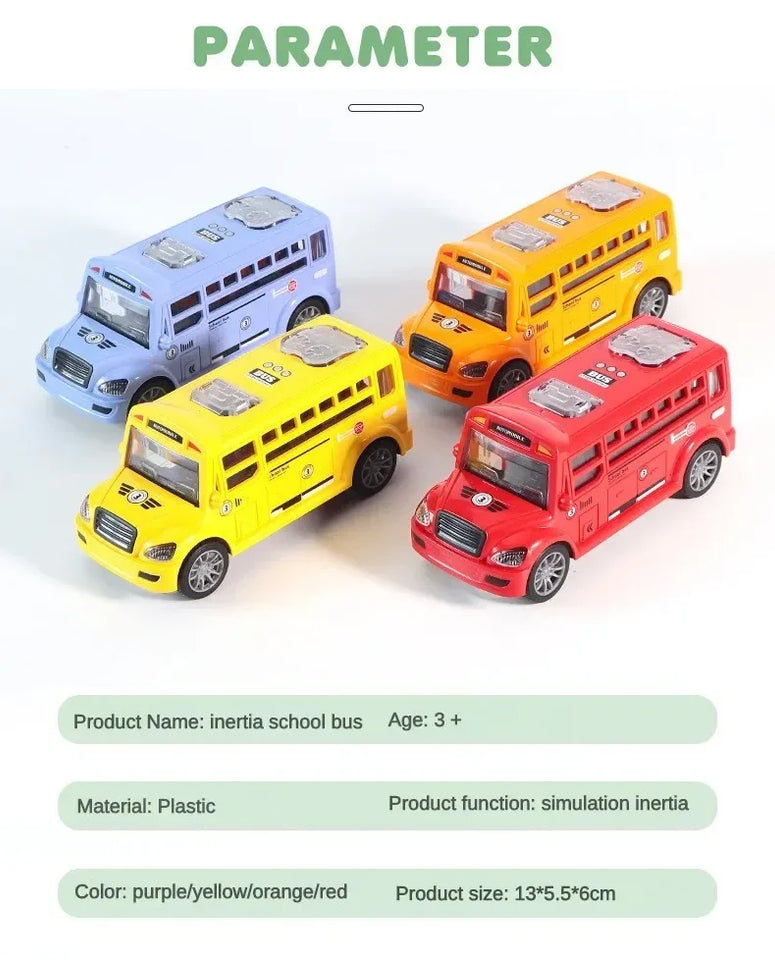 School Bus Model Car For Children Toys, Kids Educational Toy Cars, Miniature Game Vehicle Inertia Wheel, Boys Birthday Gift