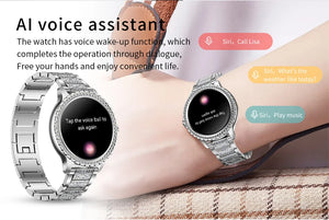 2023 New Fashion Women Bluetooth Call Smart Watch 1.32" AMOLED 360*360 HD Screen Sports Fitness Ladies Smartwatch Diamond Band