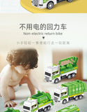 4Pcs Kids Toy Car Inertia Sanitation Truck Models Pull Back Military Engineering Vehicle Fire Engine Boys Toys for Children Gift