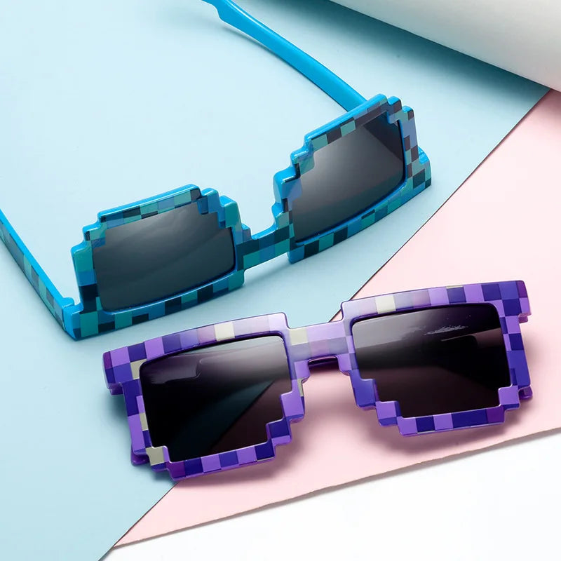 3 colors Fashion Sunglasses Kids cos play action Game Toy Minecrafter Square Glasses with EVA case Toys for children gift