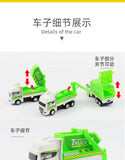 4Pcs Kids Toy Car Inertia Sanitation Truck Models Pull Back Military Engineering Vehicle Fire Engine Boys Toys for Children Gift