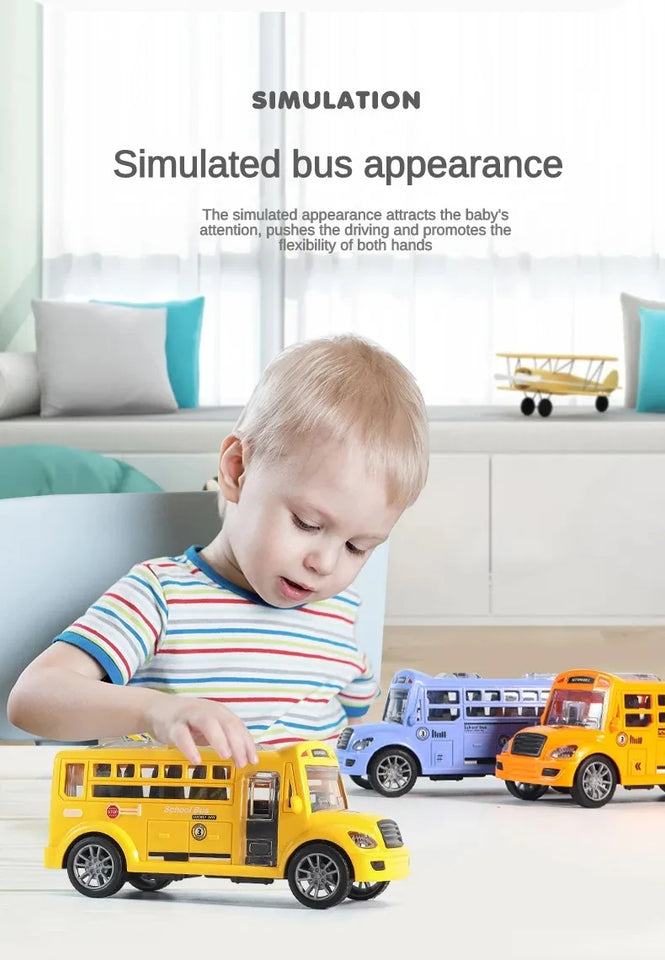 School Bus Model Car For Children Toys, Kids Educational Toy Cars, Miniature Game Vehicle Inertia Wheel, Boys Birthday Gift