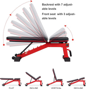 Adjustable Weight Bench for Full Workout, Incline and Decline  Indoor   Home Gym