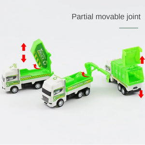 4Pcs Kids Toy Car Inertia Sanitation Truck Models Pull Back Military Engineering Vehicle Fire Engine Boys Toys for Children Gift