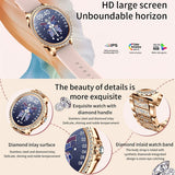 2023 New Fashion Women Bluetooth Call Smart Watch 1.32" AMOLED 360*360 HD Screen Sports Fitness Ladies Smartwatch Diamond Band