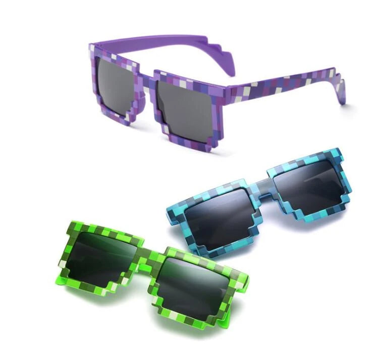 3 colors Fashion Sunglasses Kids cos play action Game Toy Minecrafter Square Glasses with EVA case Toys for children gift