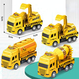 4Pcs Kids Toy Car Inertia Sanitation Truck Models Pull Back Military Engineering Vehicle Fire Engine Boys Toys for Children Gift