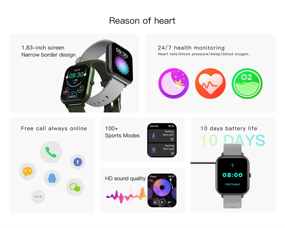 2024 New Bluetooth Call Smart Watch Women Men Heart Rate Blood Oxygen Voice Assistant 100+Sports Ladies Smartwatch For Xiaomi