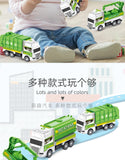 4Pcs Kids Toy Car Inertia Sanitation Truck Models Pull Back Military Engineering Vehicle Fire Engine Boys Toys for Children Gift